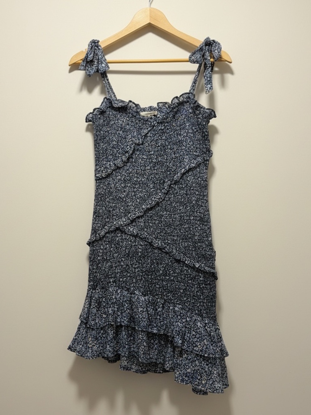 Astr Floral Smocked Dress in Navy and Lavender